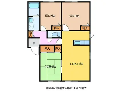 ディアス須田ノ木(3LDK/2階)の間取り写真