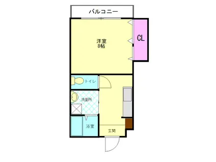 コーポ日の里壱番館(1K/1階)の間取り写真