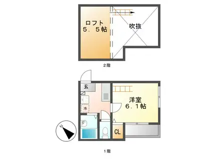 アパートメント51(1K/2階)の間取り写真