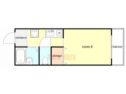 フローラ六甲(1K/2階)の間取り写真