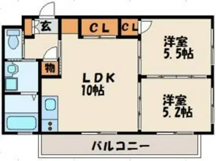 DOGシャンテ(2LDK/5階)の間取り写真