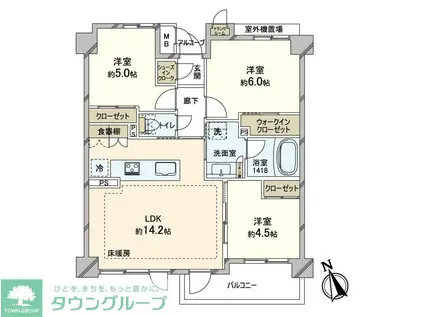 ミオカステーロ府中町(3LDK/1階)の間取り写真