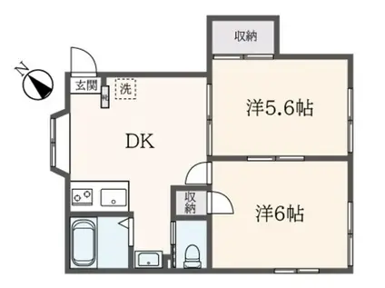 グリーンヒル(2DK/1階)の間取り写真