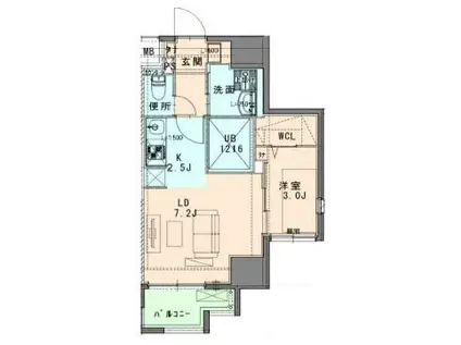 ヴィラージュ高宮(1LDK/6階)の間取り写真