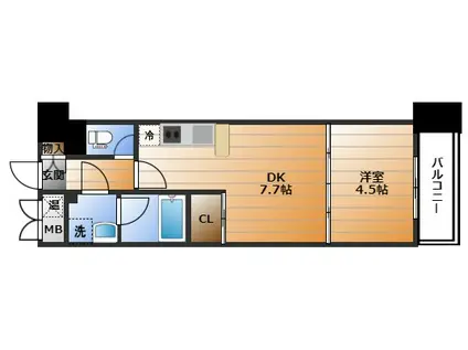 セントフィールド一番町(1DK/10階)の間取り写真