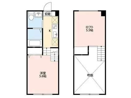 CHALET東中山(1K/2階)の間取り写真