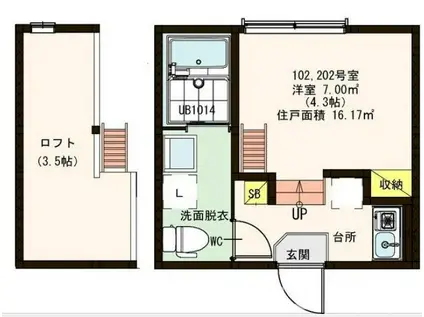ハーモニーテラス関町北(ワンルーム/1階)の間取り写真