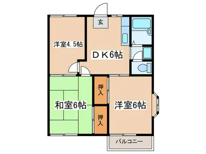 ファミーユK(3DK/2階)の間取り写真