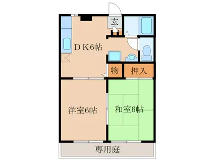 EXCEL打馬A棟(2DK/1階)の間取り写真