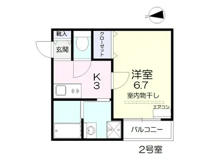 ヴィーナスコート島田本町(1K/2階)の間取り写真