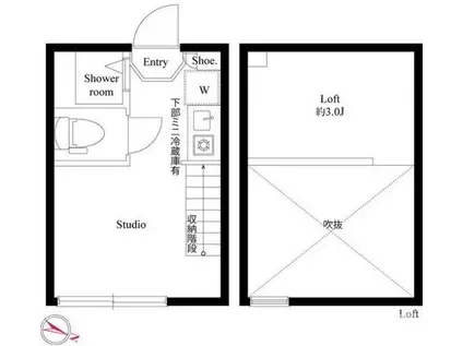 ハーモニーテラス西小岩V(ワンルーム/1階)の間取り写真