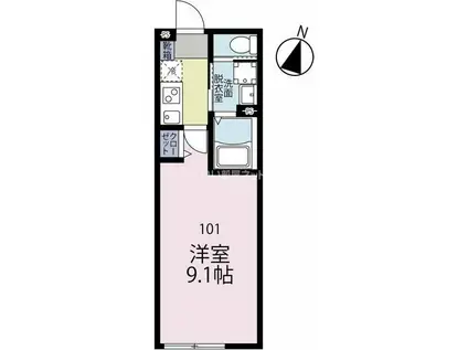 ルクシア大和(1K/1階)の間取り写真