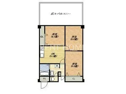 プラネット藤井寺(3DK/2階)の間取り写真