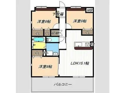 アルビオンコート(3LDK/3階)の間取り写真