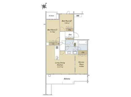 ザ・ハウス住吉本町(2SLDK/3階)の間取り写真