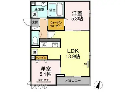 サンハイム東雲1丁目(2LDK/3階)の間取り写真