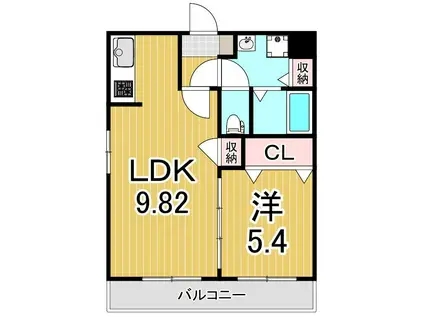 アーバンパーク六町(1LDK/3階)の間取り写真