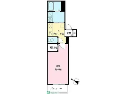 LUMORA玉南(1K/3階)の間取り写真