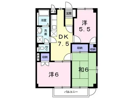 サンハイム駒ヶ原C(3DK/1階)の間取り写真