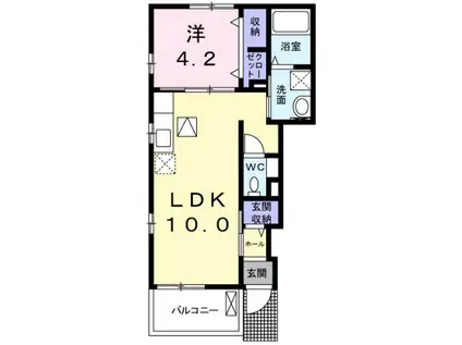 グロースブルーメB(1LDK/1階)の間取り写真