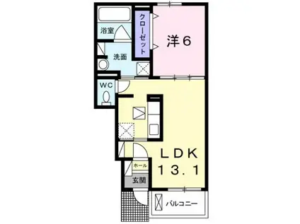 スイート レイ(1LDK/1階)の間取り写真