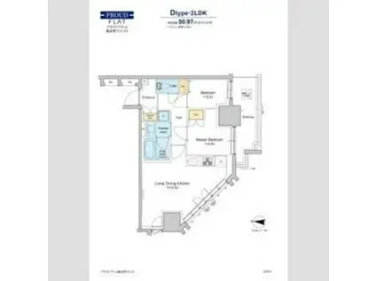 プラウドフラット錦糸町ウエスト(2LDK/5階)の間取り写真