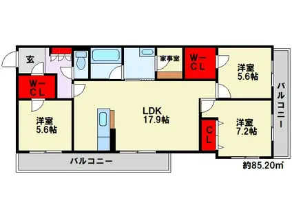 シャーメゾンステージ本城(3LDK/3階)の間取り写真