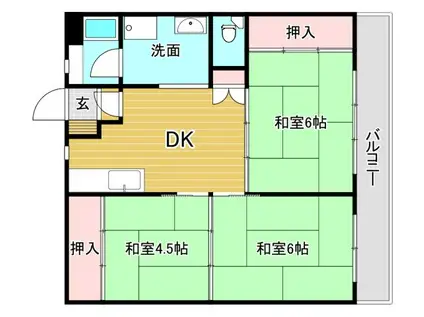 コーポかしわら(3DK/3階)の間取り写真