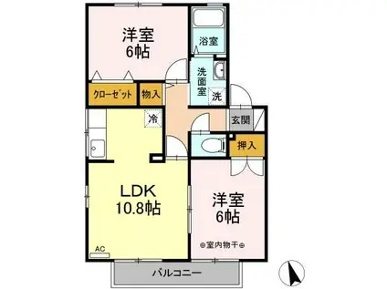 フラワーレジデンスフォレストII(2LDK/2階)の間取り写真