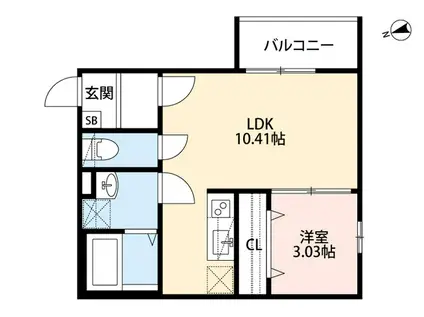 NEXT YOU稲田新町(1LDK/2階)の間取り写真