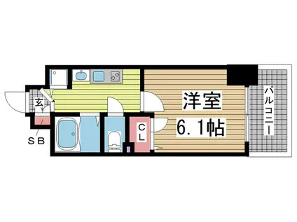 プレサンス神戸プレシャス(1K/4階)の間取り写真