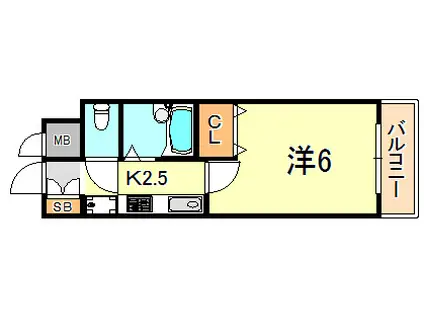 ヴェルビュ桜町(1K/2階)の間取り写真