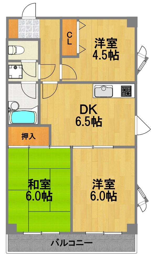 ビコーハイツ(3DK/3階)の間取り写真