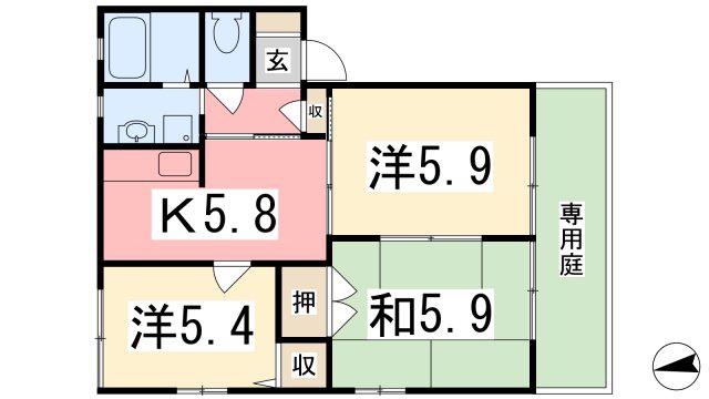 ディアス平松(3K/1階)の間取り写真