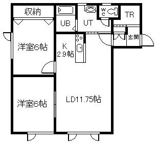 ルシェール714(2LDK/1階)の間取り写真