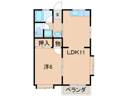 ハイムK(1LDK/2階)の間取り写真