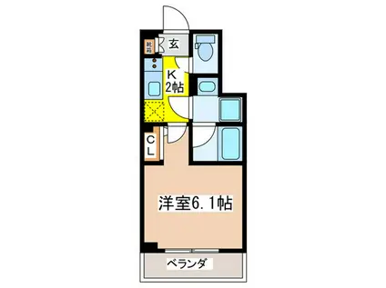 ライジングプレイス登戸(1K/4階)の間取り写真