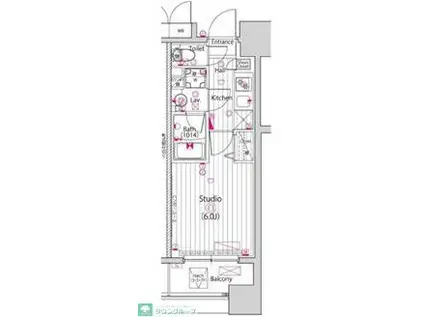 ガーラ・シティ新丸子駅前(1K/4階)の間取り写真