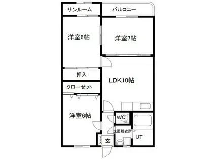 ツインガーデン西長江 I棟(3LDK/4階)の間取り写真