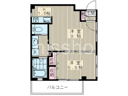 清水ビル(1LDK/2階)の間取り写真