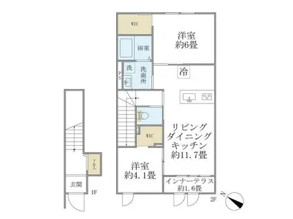 GRACIOUS(2LDK/2階)の間取り写真