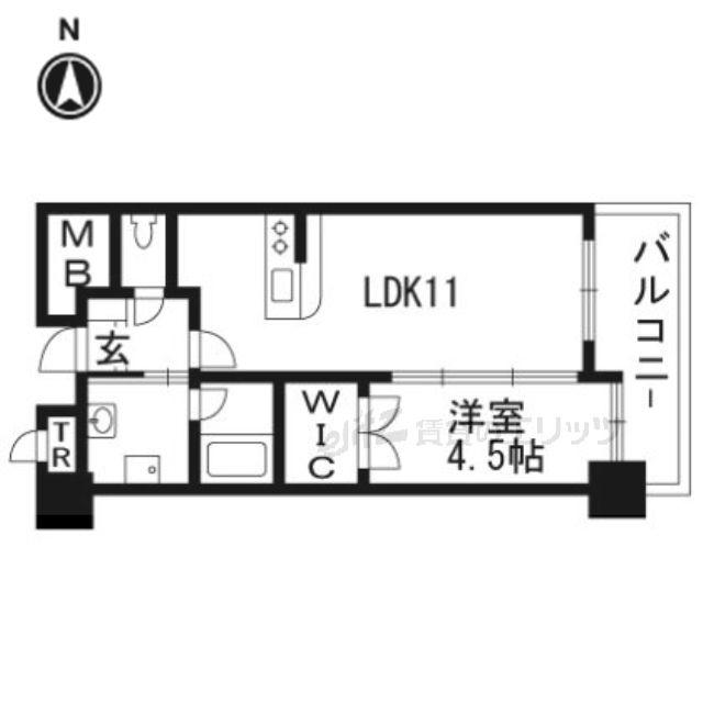 ヴェルドゥール南茨木(1LDK/9階)の間取り写真