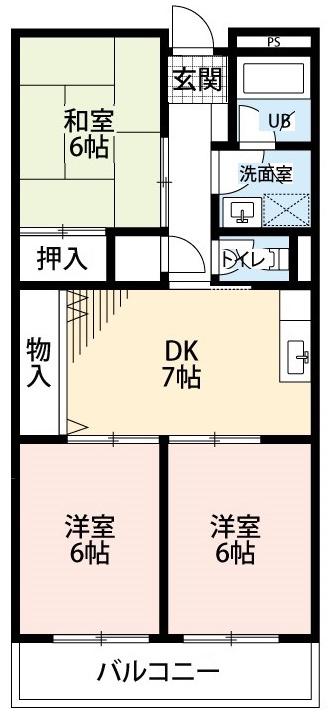 LIMPIA 江口(3DK/3階)の間取り写真