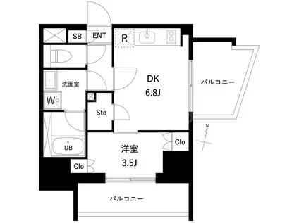 プレディアコート西日暮里(1DK/2階)の間取り写真