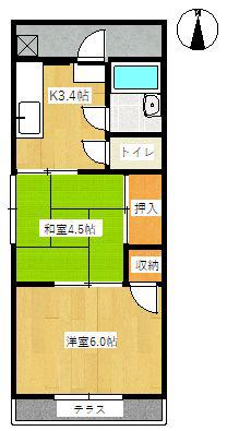 レピュート小林A(2K/1階)の間取り写真