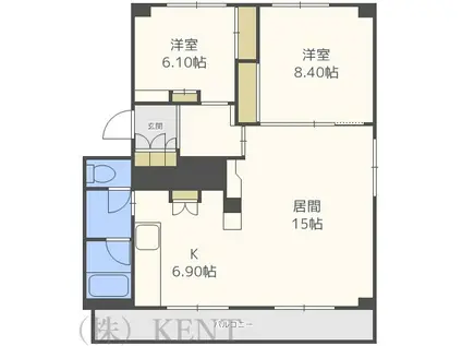 発寒グリーンハイツ1号棟(2LDK/4階)の間取り写真