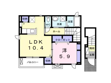シュエット(1LDK/2階)の間取り写真
