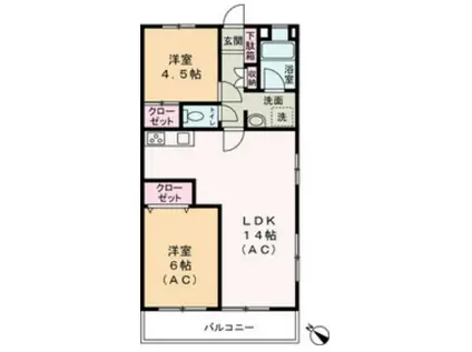 シャトル久我山(2LDK/3階)の間取り写真