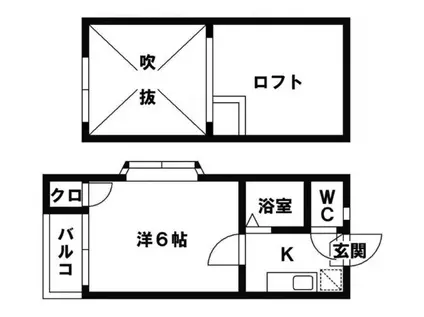アルカディアI(1K/1階)の間取り写真