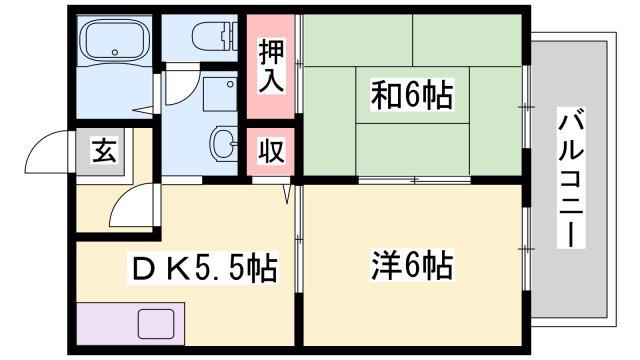 プランドール汐見台(2DK/1階)の間取り写真